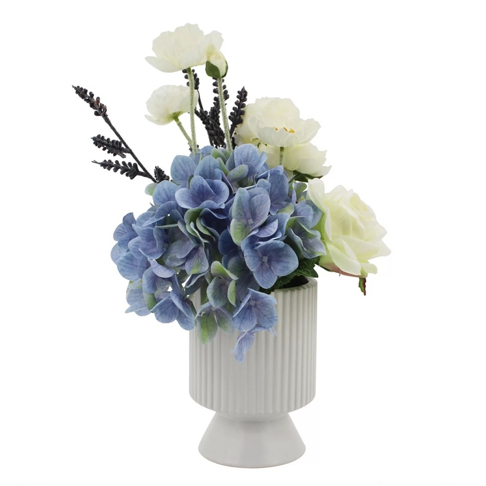 Potted Pedestal Hydrangea floral arrangement